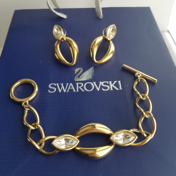 AUTHENTIC Swarovski Gold plated bracelet - Picture 15 of 16